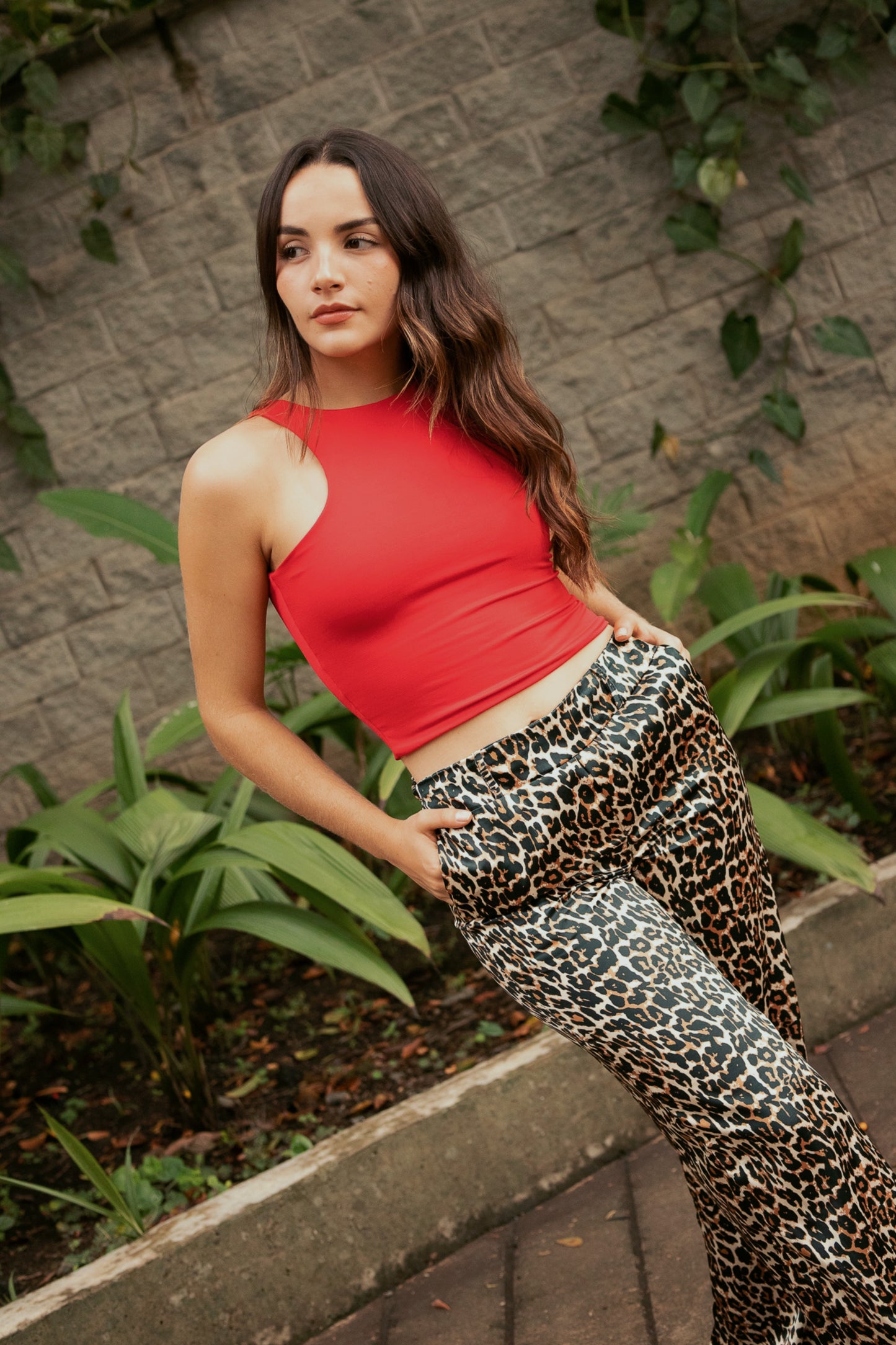 Pantalon satín leopardo