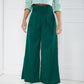 Pantalón recto con correa, verde y negro