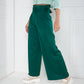 Pantalón recto con correa, verde y negro