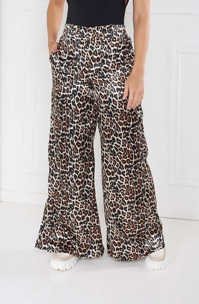 Pantalon satín leopardo